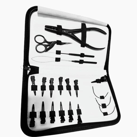 Hair Extension C Needles Bead Opnr Closr Plier Scissor Hair Parting Clippers Kit - Picture 2 of 8